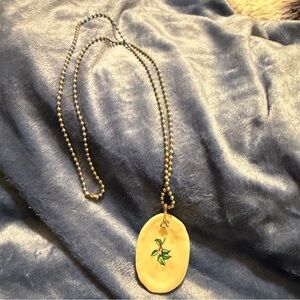 Holiday Ceramic  Floral Pendant Necklace